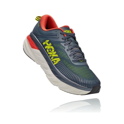 Men's Hoka Bondi 7 Road Running Shoes Grey / Red | ZA-04ZUDBC