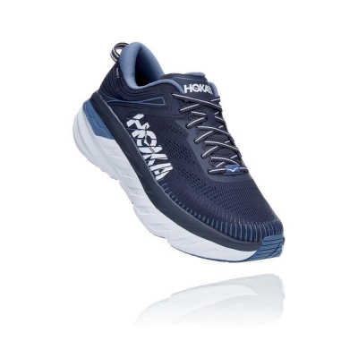 Men's Hoka Bondi 7 Road Running Shoes Navy | ZA-34WVOCQ