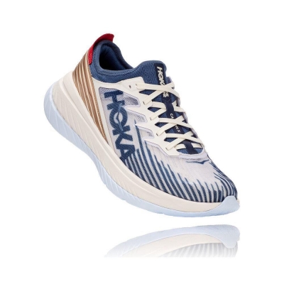 Men's Hoka Carbon X-SPE Road Running Shoes White / Blue / Gold | ZA-28AVLBH