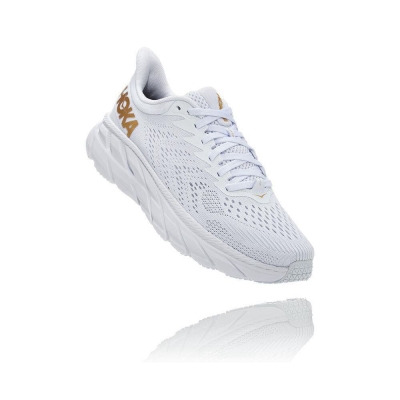 Men's Hoka Clifton 7 Running Shoes White / Gold | ZA-56WETLJ