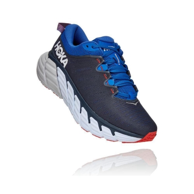 Men's Hoka Gaviota 3 Road Running Shoes Black / Blue | ZA-67LXHFP