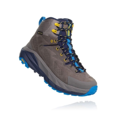 Men's Hoka Kaha GTX Hiking Boots Grey / Blue | ZA-36XDLOY