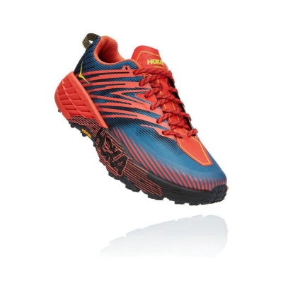 Men's Hoka Speedgoat 4 Hiking Shoes Red / Blue | ZA-41SZDHL