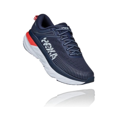 Women's Hoka Bondi 7 Road Running Shoes Navy | ZA-71GKLXP