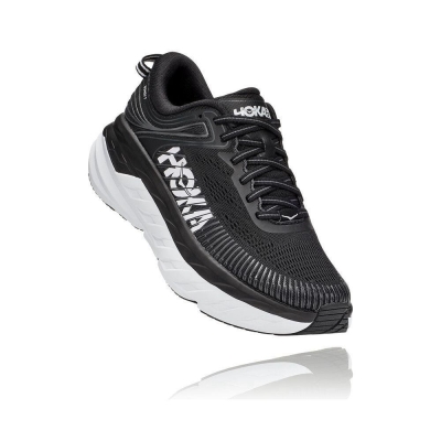 Women's Hoka Bondi 7 Running Shoes Black / White | ZA-25GBULY