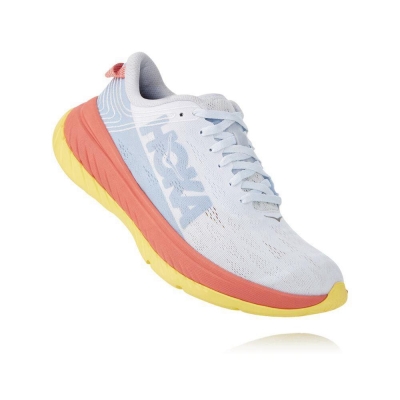 Women's Hoka Carbon X Road Running Shoes White / Pink | ZA-54FPMKR