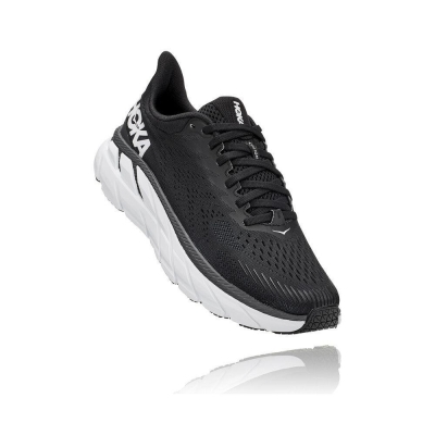 Women's Hoka Clifton 7 Sneakers Black / White | ZA-05FRWNM