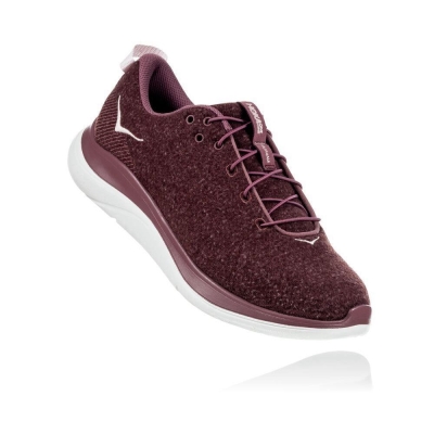 Women's Hoka Hupana Flow Wool Running Shoes Burgundy | ZA-38ULGEO