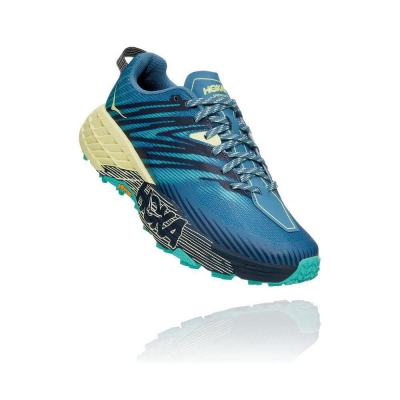 Women's Hoka Speedgoat 4 Running Shoes Blue / Yellow | ZA-16OBUJS