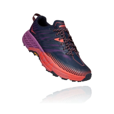 Women's Hoka Speedgoat 4 Running Shoes Navy / Red / Purple | ZA-63XWQHC