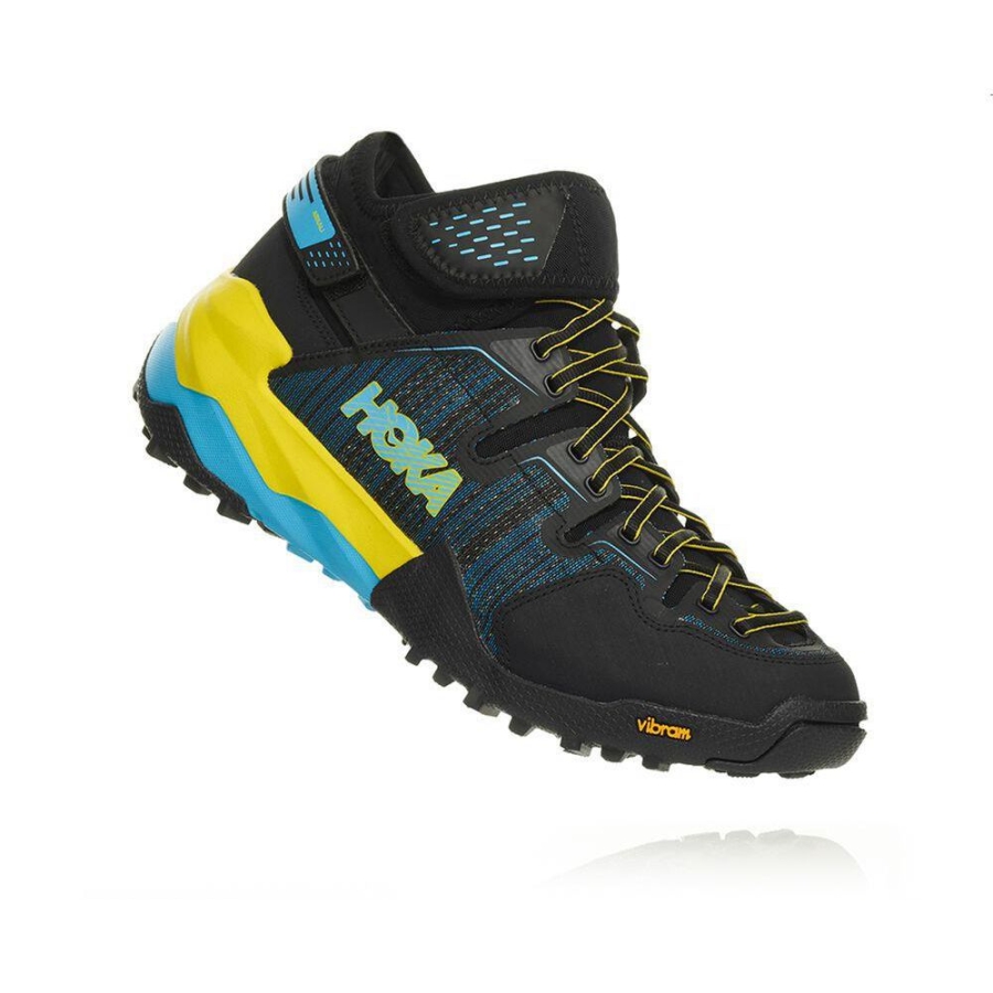 Men\'s Hoka Arkali Hiking Boots Black / Blue | ZA-17JQHED