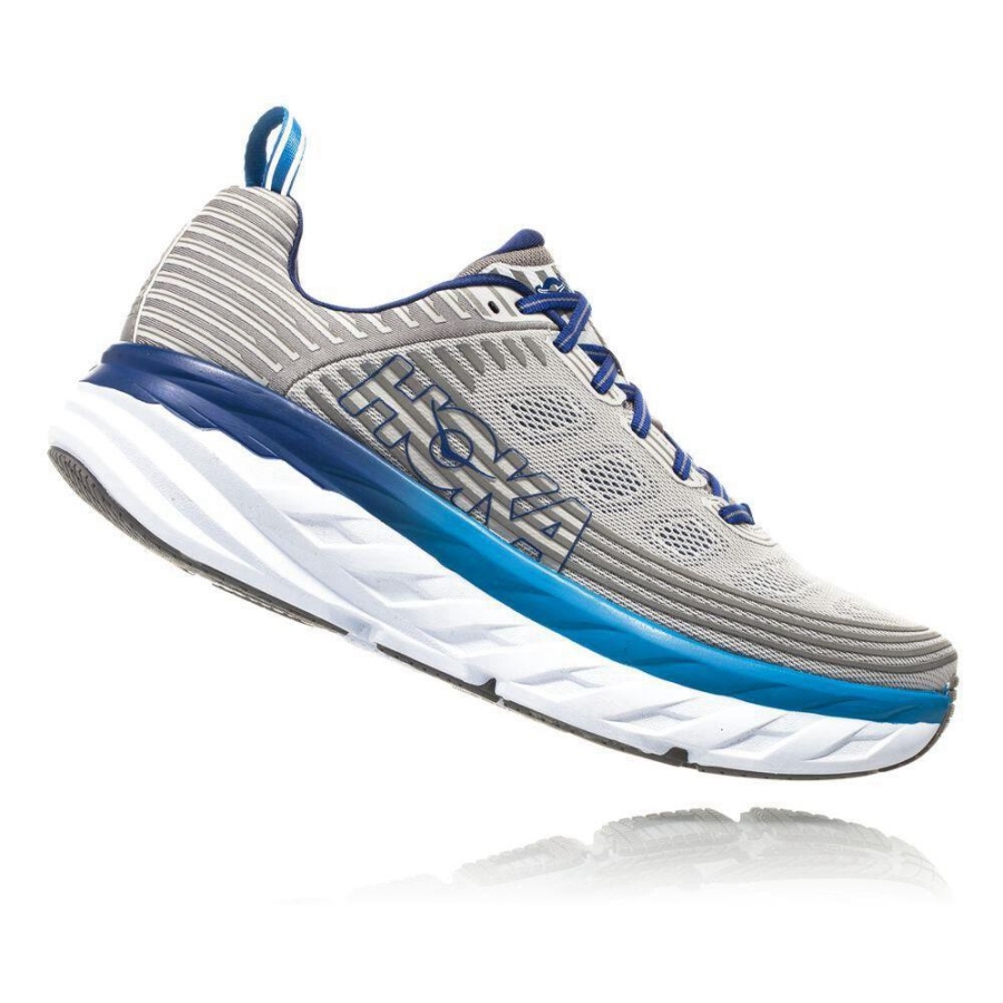 Men's Hoka Bondi 6 Running Shoes Grey | ZA-82LXESN