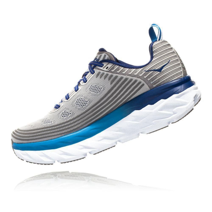 Men's Hoka Bondi 6 Running Shoes Grey | ZA-82LXESN