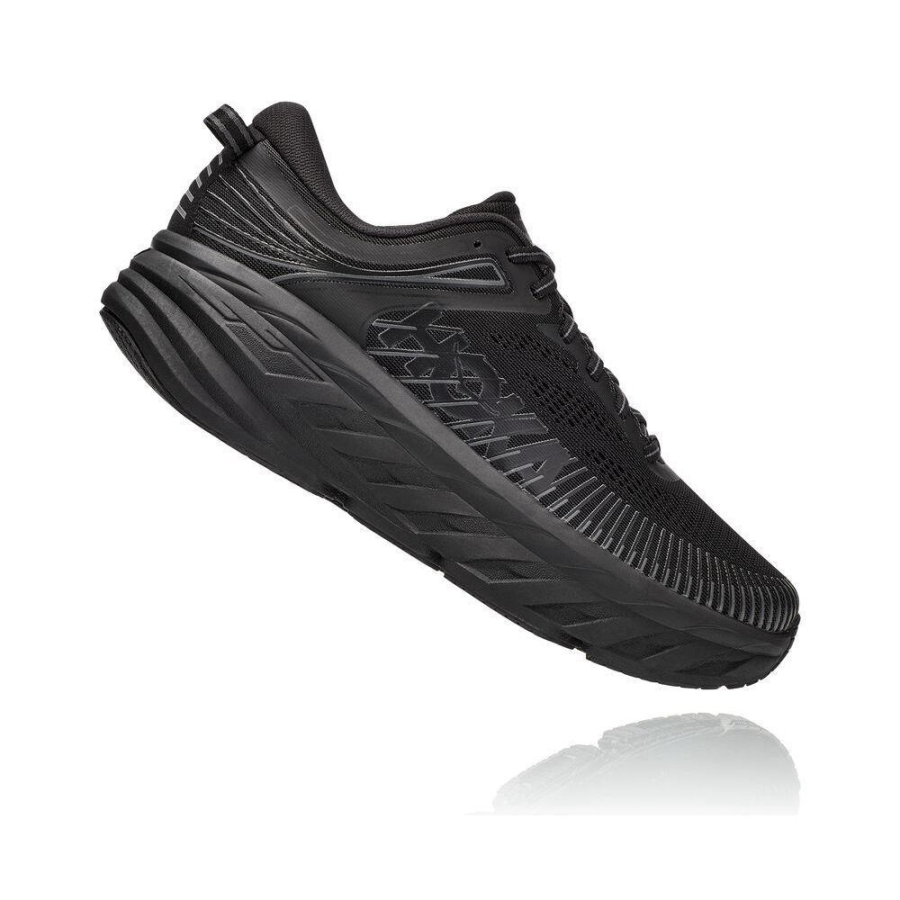 Men's Hoka Bondi 7 Road Running Shoes Black | ZA-64FTVSN