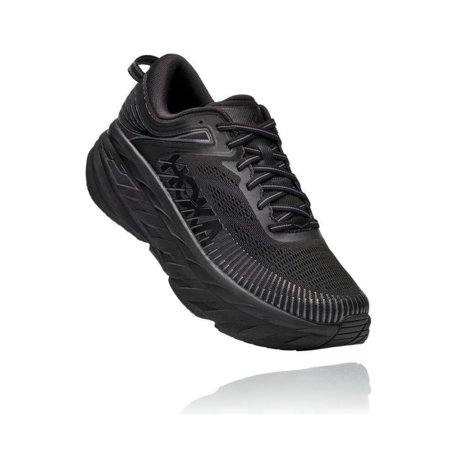 Men\'s Hoka Bondi 7 Road Running Shoes Black | ZA-64FTVSN