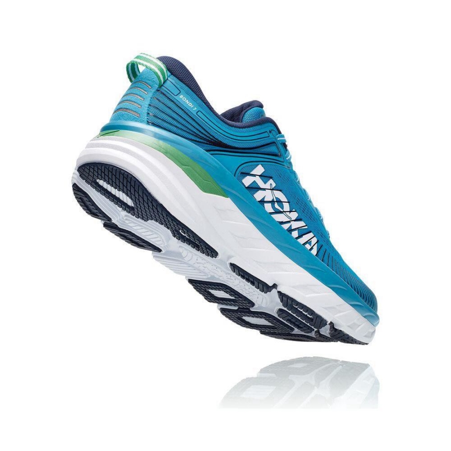 Men's Hoka Bondi 7 Road Running Shoes Blue | ZA-93MPVXD