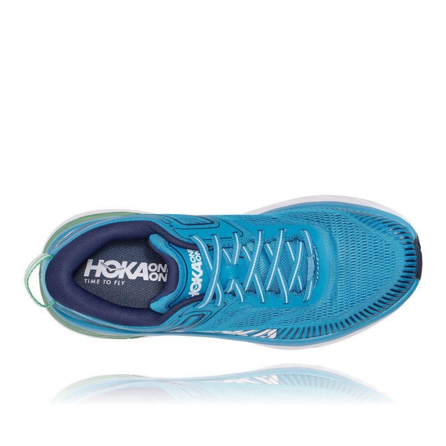 Men's Hoka Bondi 7 Road Running Shoes Blue | ZA-93MPVXD