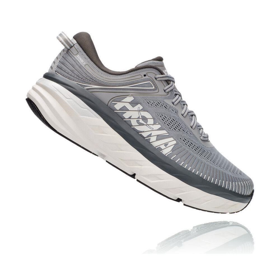 Men's Hoka Bondi 7 Road Running Shoes Grey | ZA-36EKTCL