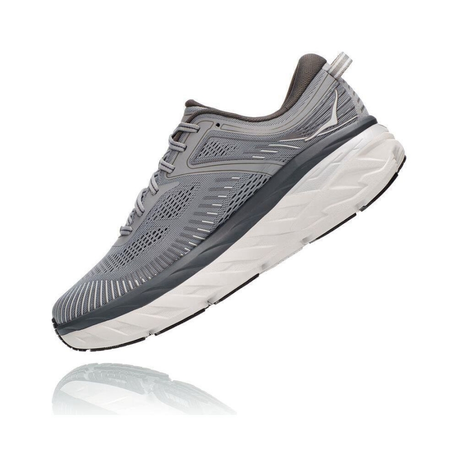 Men's Hoka Bondi 7 Road Running Shoes Grey | ZA-36EKTCL