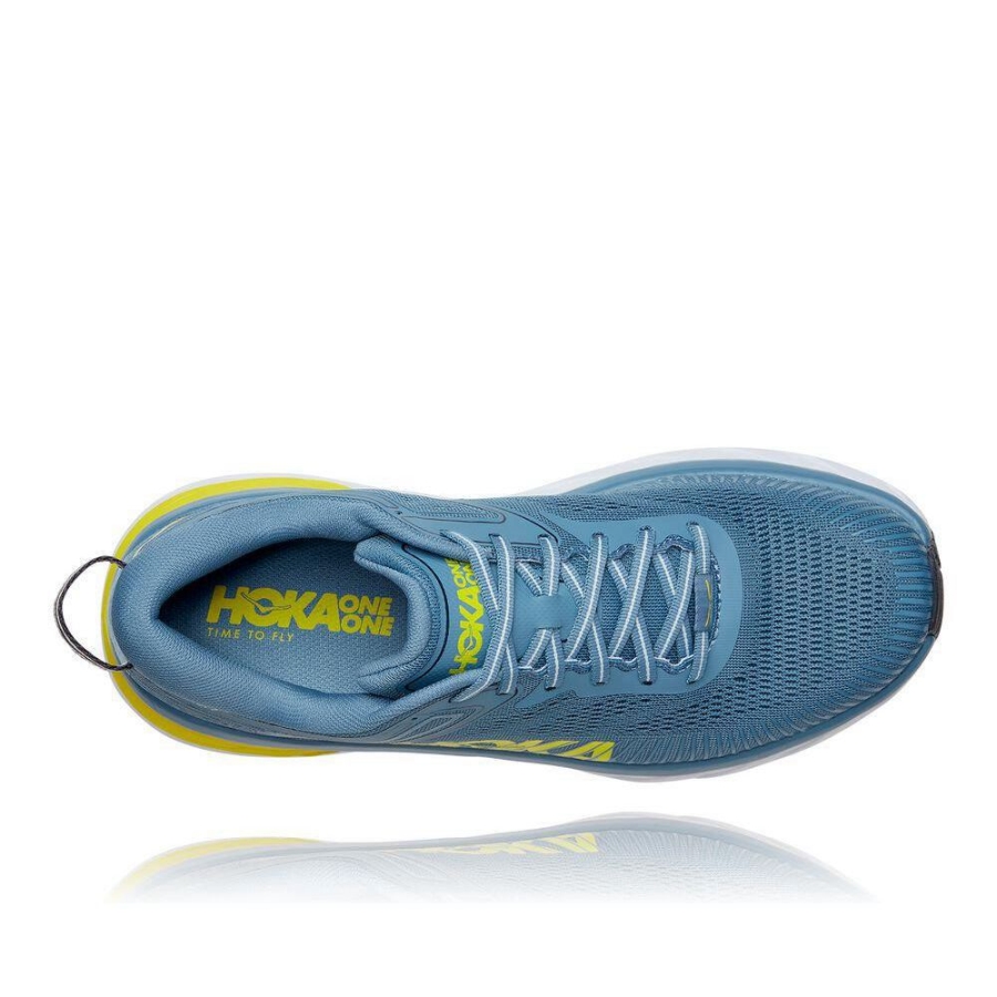 Men's Hoka Bondi 7 Running Shoes Blue / Yellow | ZA-10EPCJX
