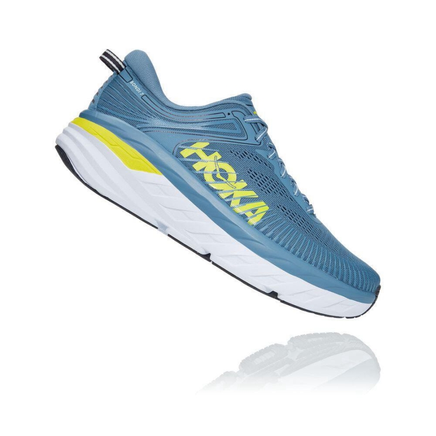 Men's Hoka Bondi 7 Sneakers Blue / Yellow | ZA-86TJUHM