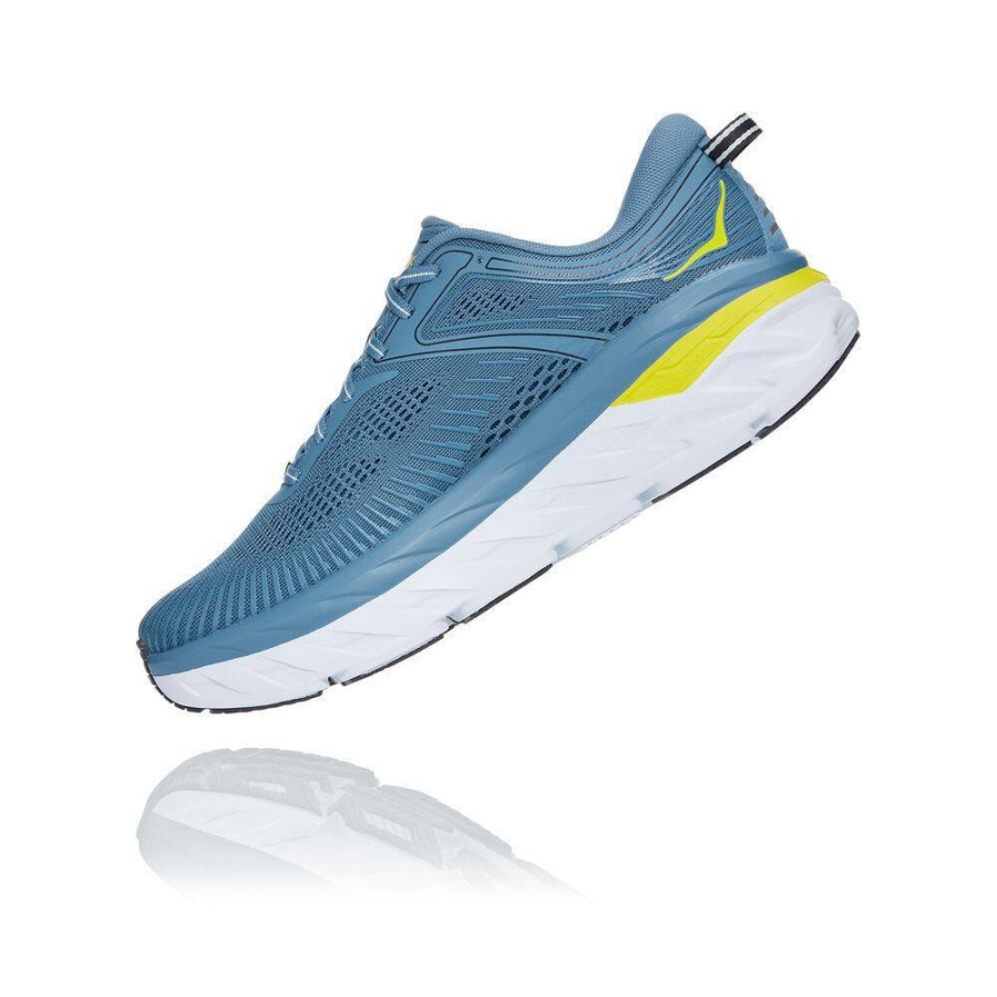 Men's Hoka Bondi 7 Sneakers Blue / Yellow | ZA-86TJUHM