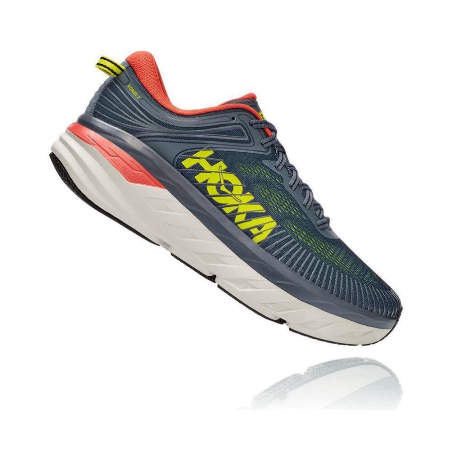 Men's Hoka Bondi 7 Sneakers Grey / Red | ZA-47IFKMP