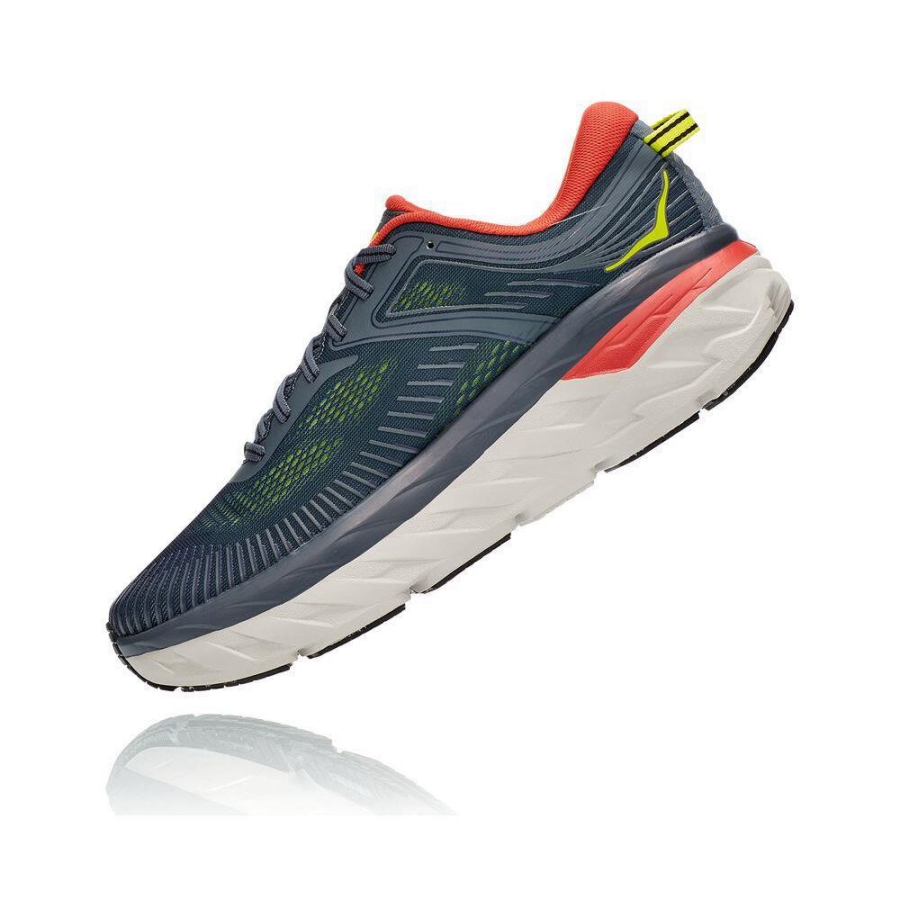 Men's Hoka Bondi 7 Sneakers Grey / Red | ZA-47IFKMP