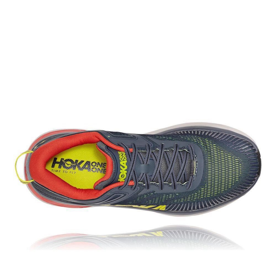 Men's Hoka Bondi 7 Sneakers Grey / Red | ZA-47IFKMP