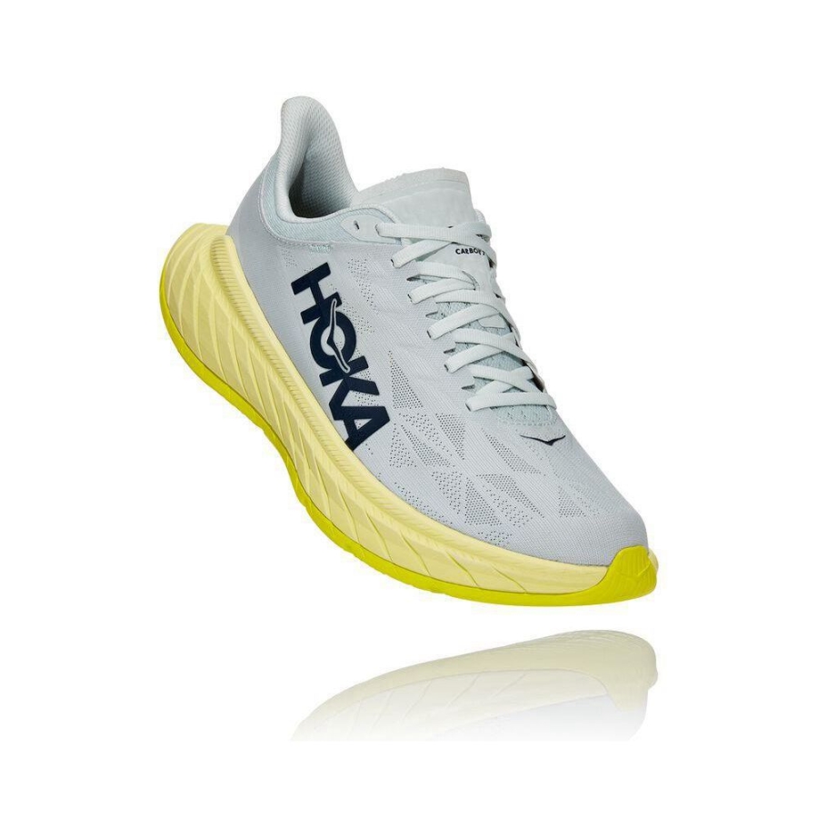 Men\'s Hoka Carbon X 2 Lifestyle Shoes White / Yellow | ZA-17WXUMS