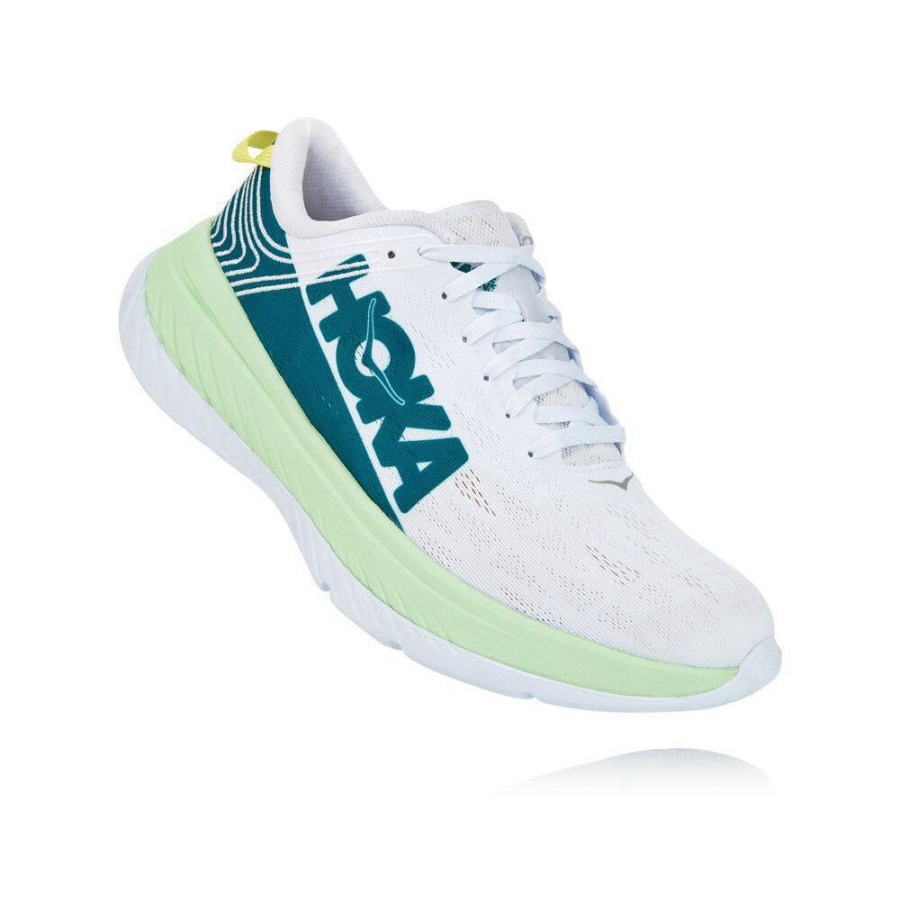 Men\'s Hoka Carbon X Road Running Shoes White / Green | ZA-07LWNIR
