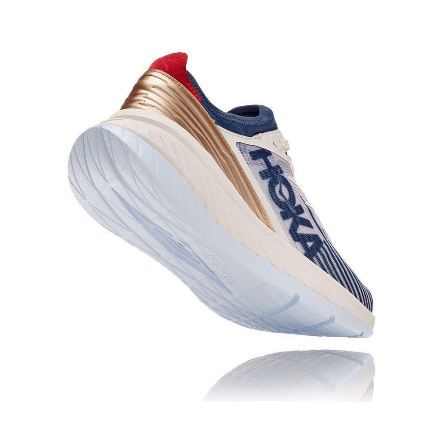 Men's Hoka Carbon X-SPE Road Running Shoes White / Blue / Gold | ZA-28AVLBH