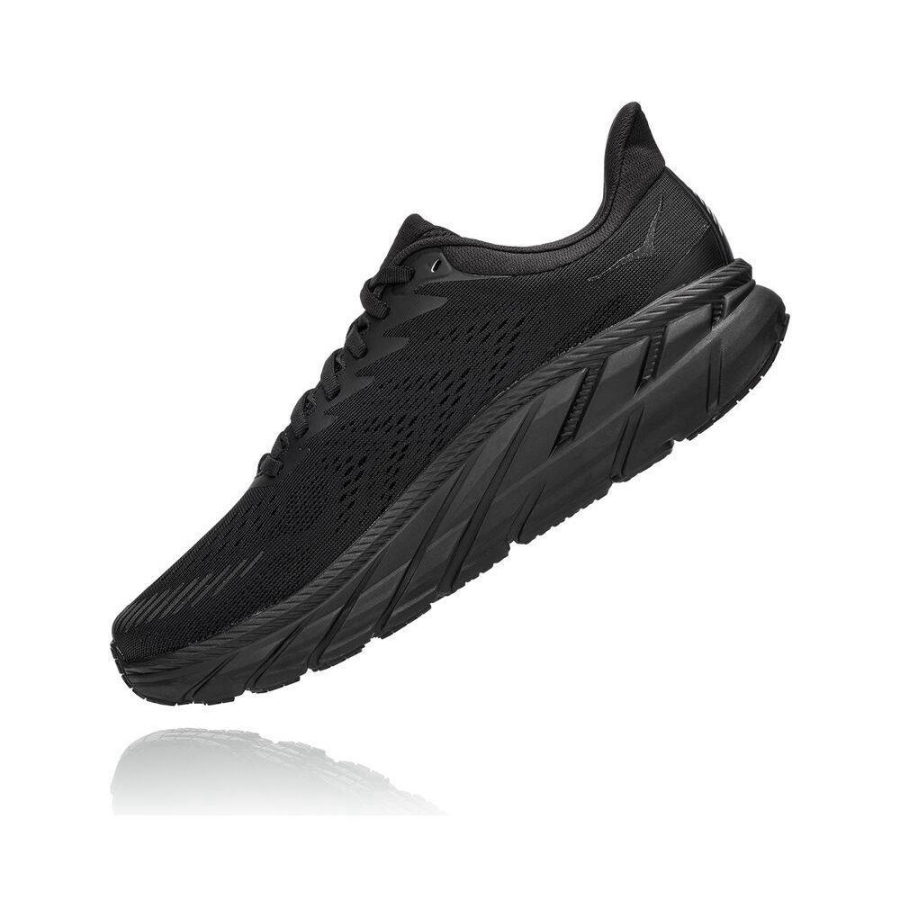 Men's Hoka Clifton 7 Road Running Shoes Black | ZA-38IWEVH