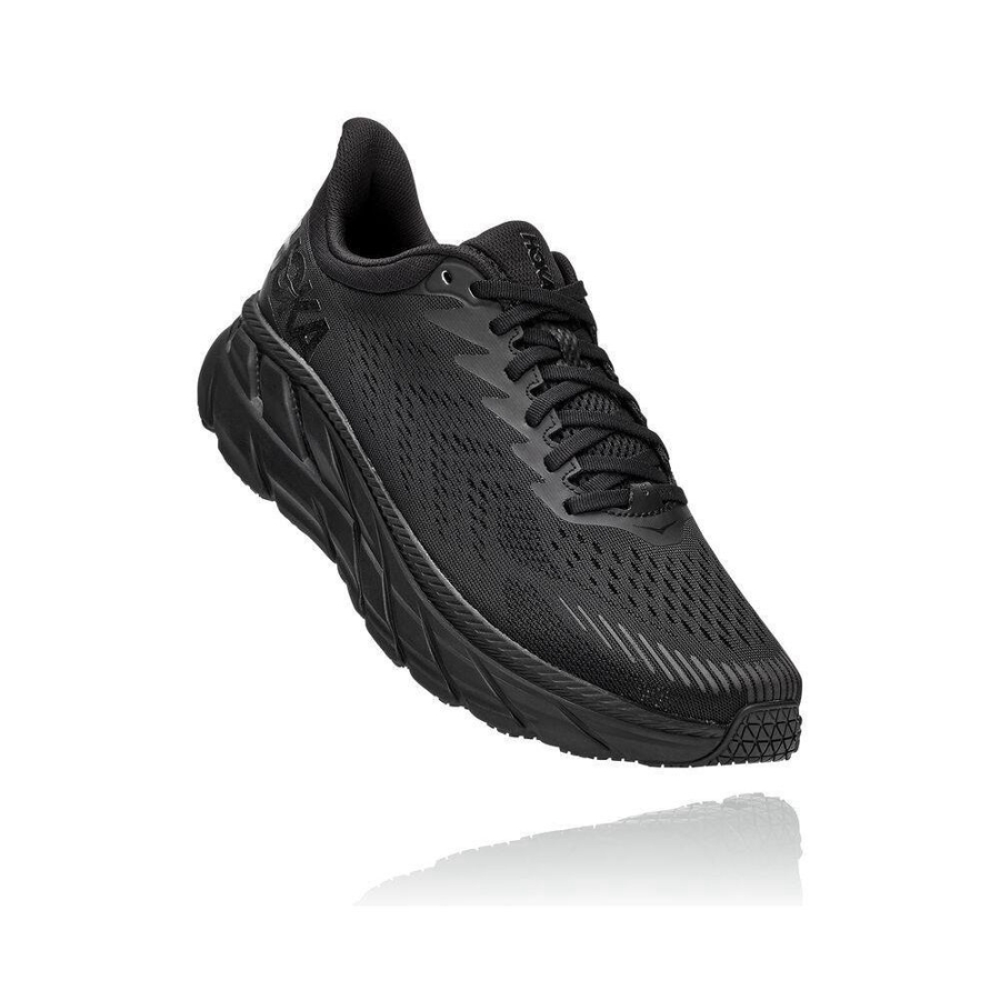 Men\'s Hoka Clifton 7 Road Running Shoes Black | ZA-38IWEVH