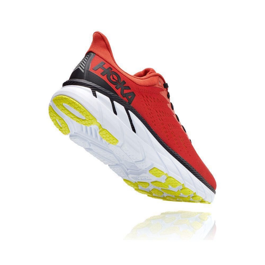 Men's Hoka Clifton 7 Road Running Shoes Red / Black | ZA-50DGEIS