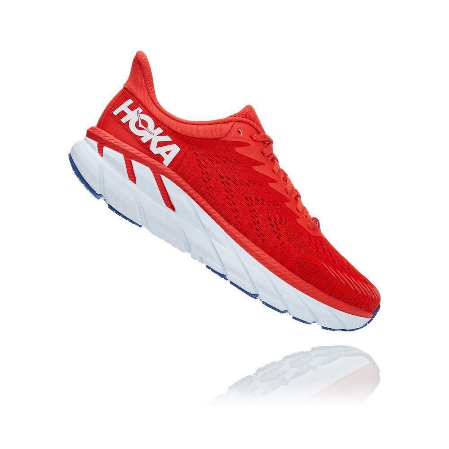 Men's Hoka Clifton 7 Road Running Shoes Red | ZA-78AJMRG