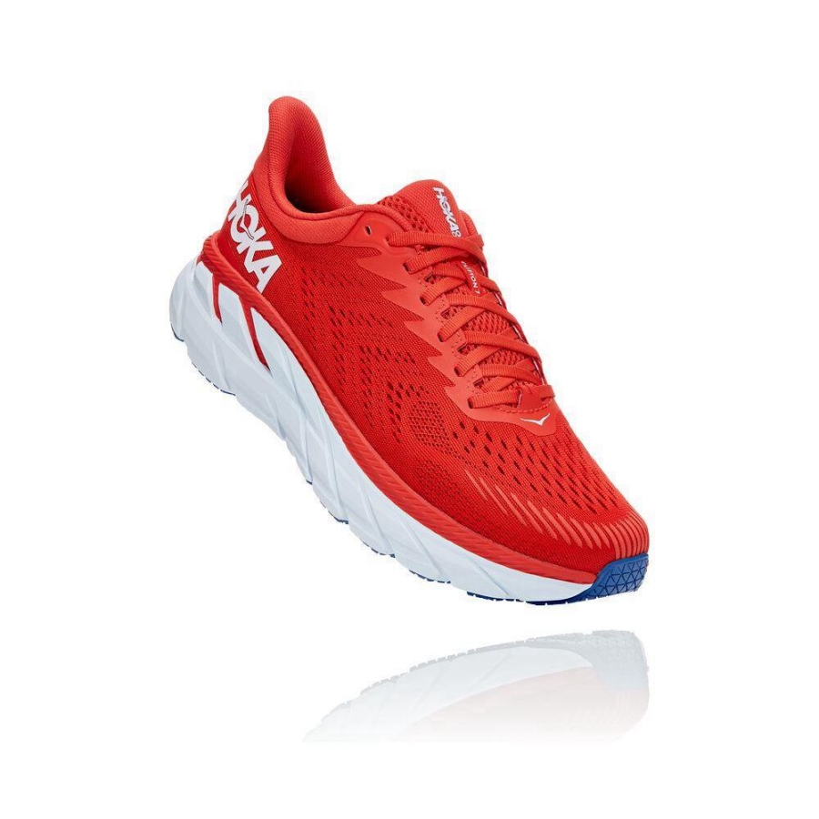 Men\'s Hoka Clifton 7 Road Running Shoes Red | ZA-78AJMRG