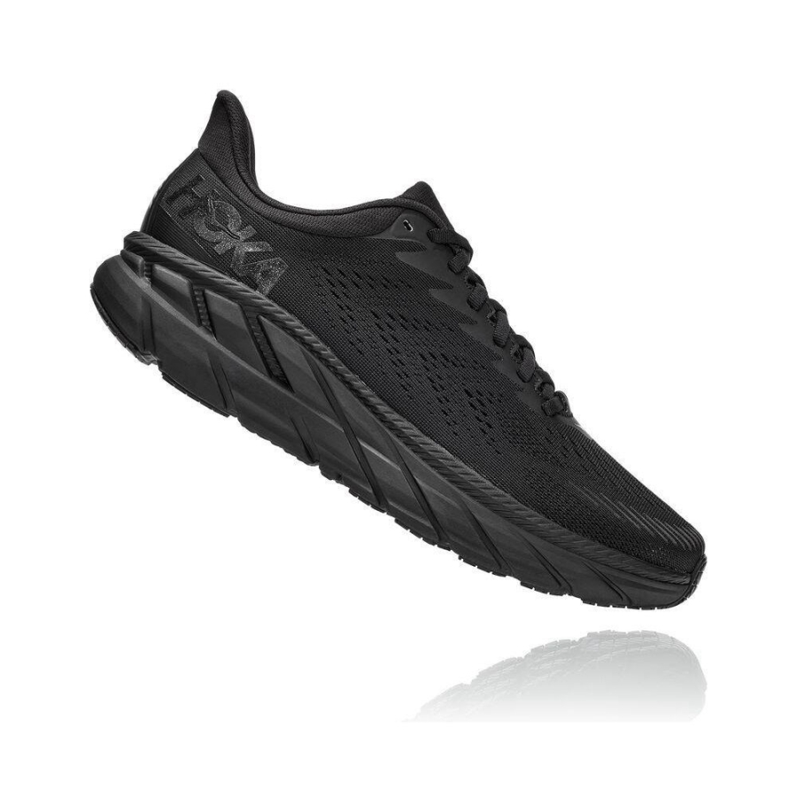 Men's Hoka Clifton 7 Running Shoes Black | ZA-59HERYJ