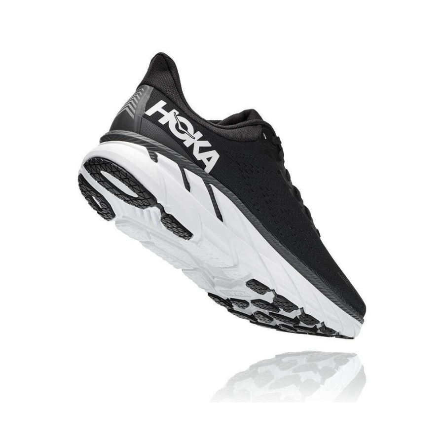 Men's Hoka Clifton 7 Running Shoes Black / White | ZA-86GIQOZ