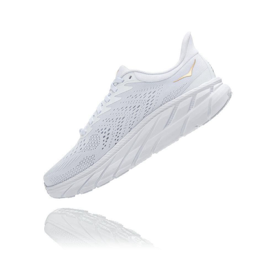 Men's Hoka Clifton 7 Running Shoes White / Gold | ZA-56WETLJ