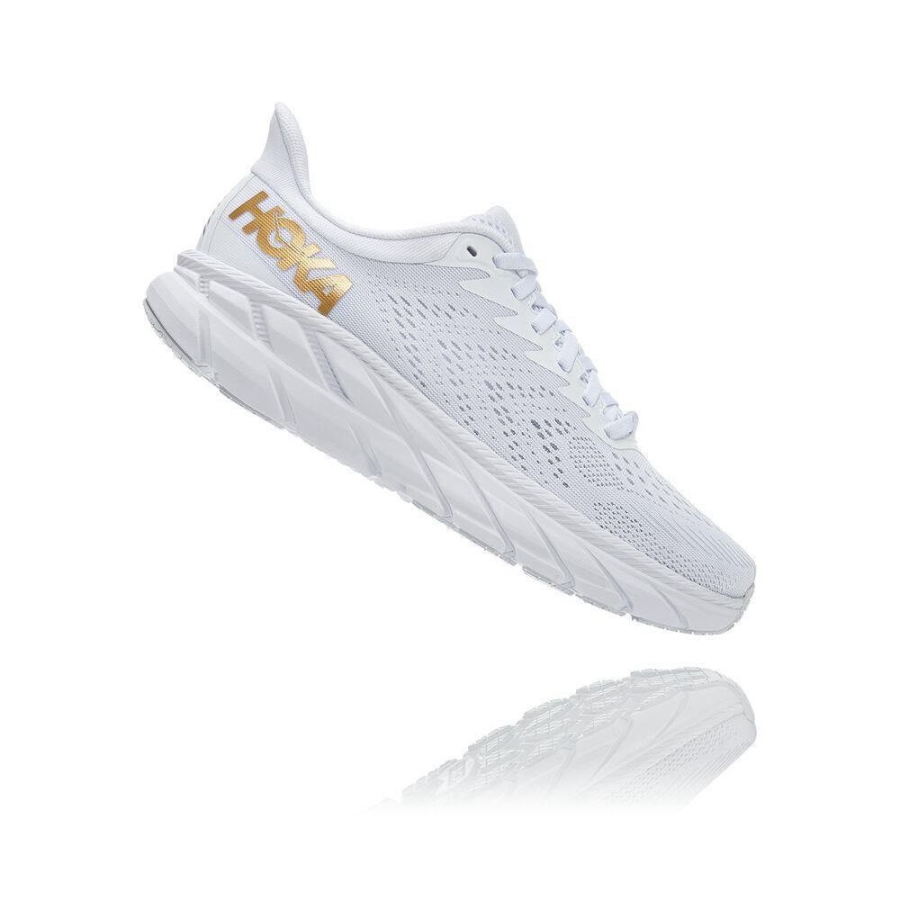 Men's Hoka Clifton 7 Sneakers White / Gold | ZA-93ASXOK