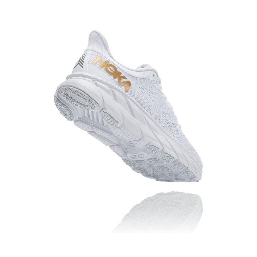 Men's Hoka Clifton 7 Sneakers White / Gold | ZA-93ASXOK