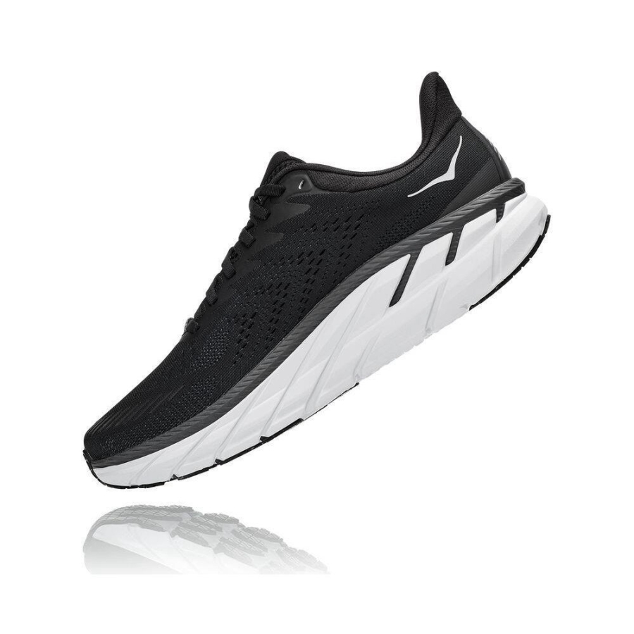 Men's Hoka Clifton 7 Walking Shoes Black / White | ZA-29AGEYL