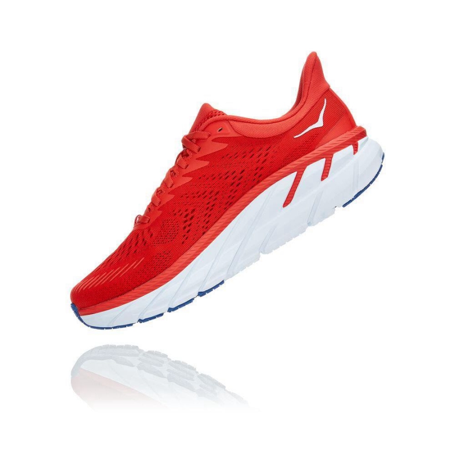 Men's Hoka Clifton 7 Walking Shoes Red | ZA-13UATFY
