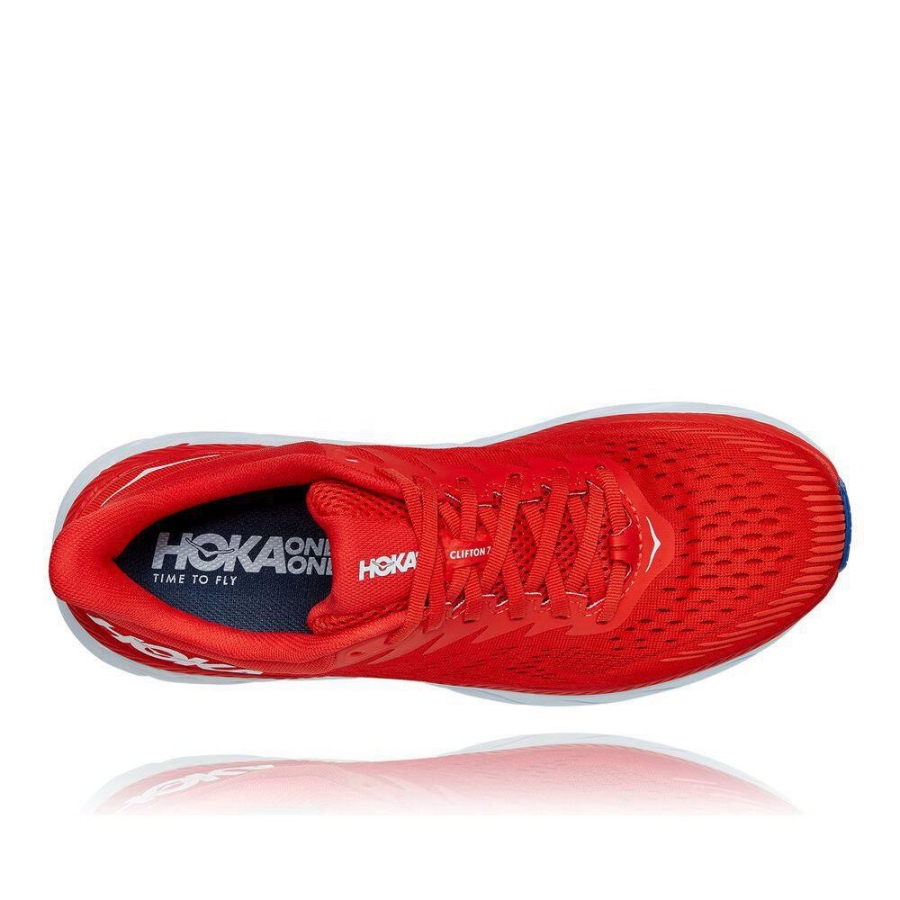Men's Hoka Clifton 7 Walking Shoes Red | ZA-13UATFY