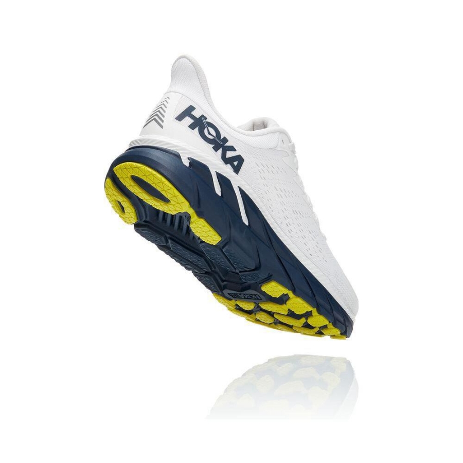 Men's Hoka Clifton 7 Walking Shoes White / Navy | ZA-04UEXZQ