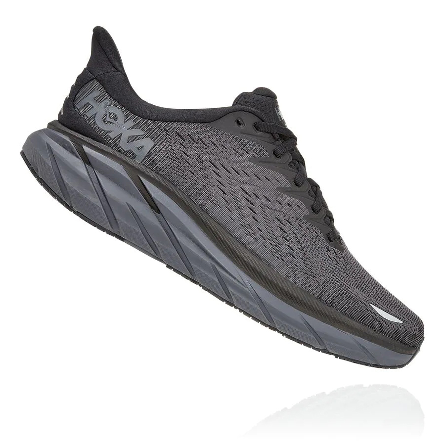 Men's Hoka Clifton 8 Road Running Shoes Black | ZA-06HPNKC