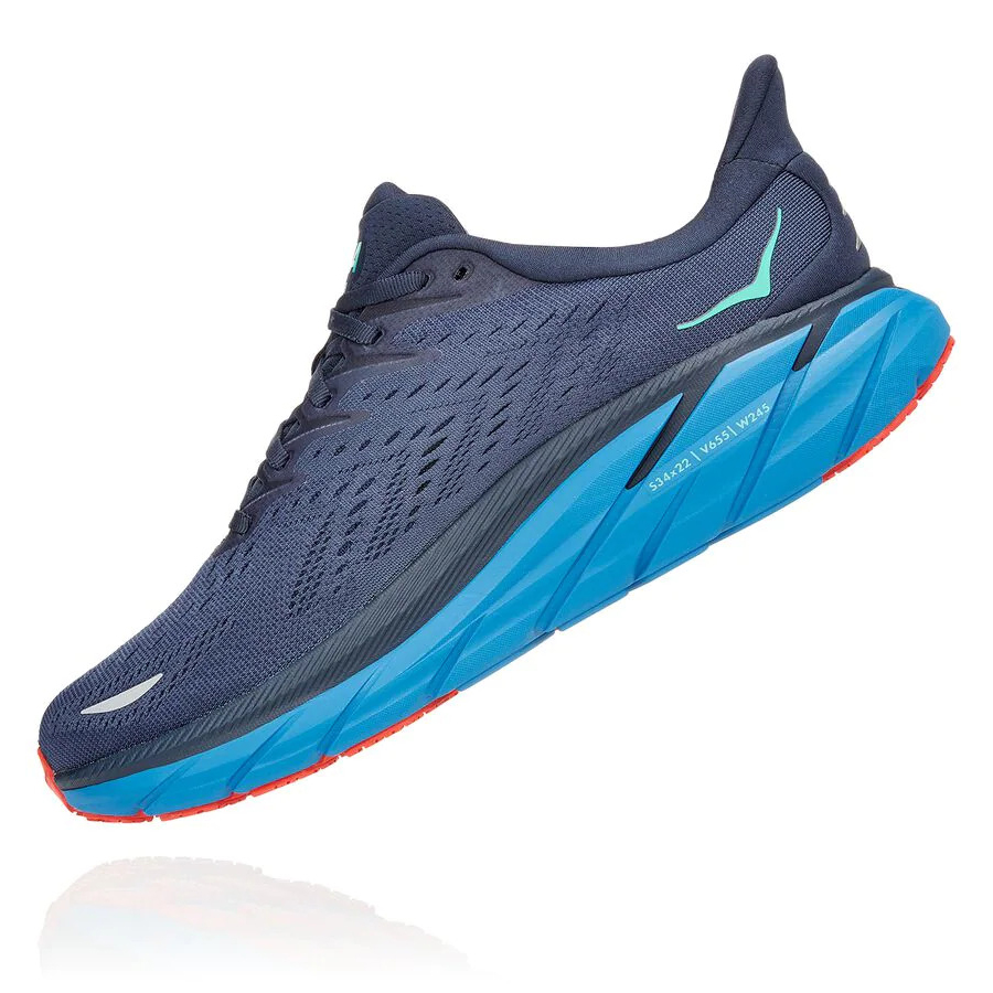 Men's Hoka Clifton 8 Road Running Shoes Blue | ZA-63JPOIH
