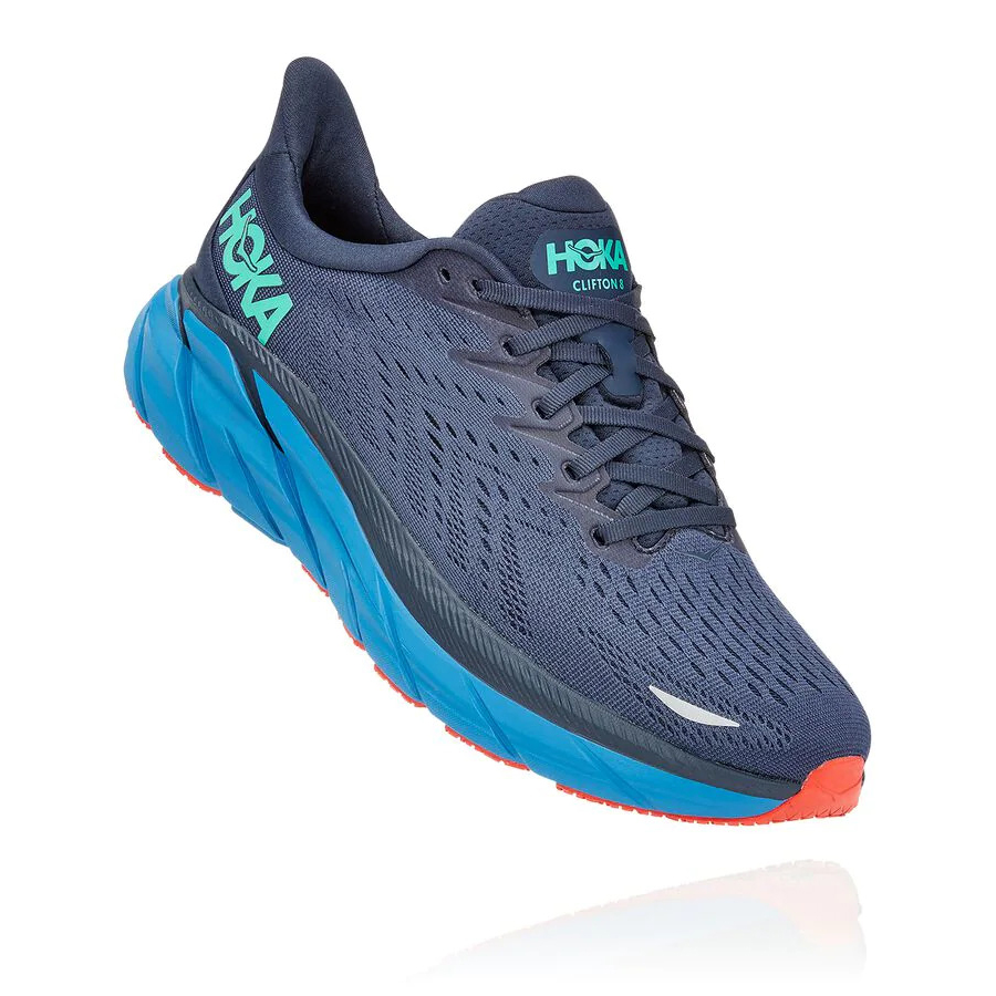 Men\'s Hoka Clifton 8 Road Running Shoes Blue | ZA-63JPOIH