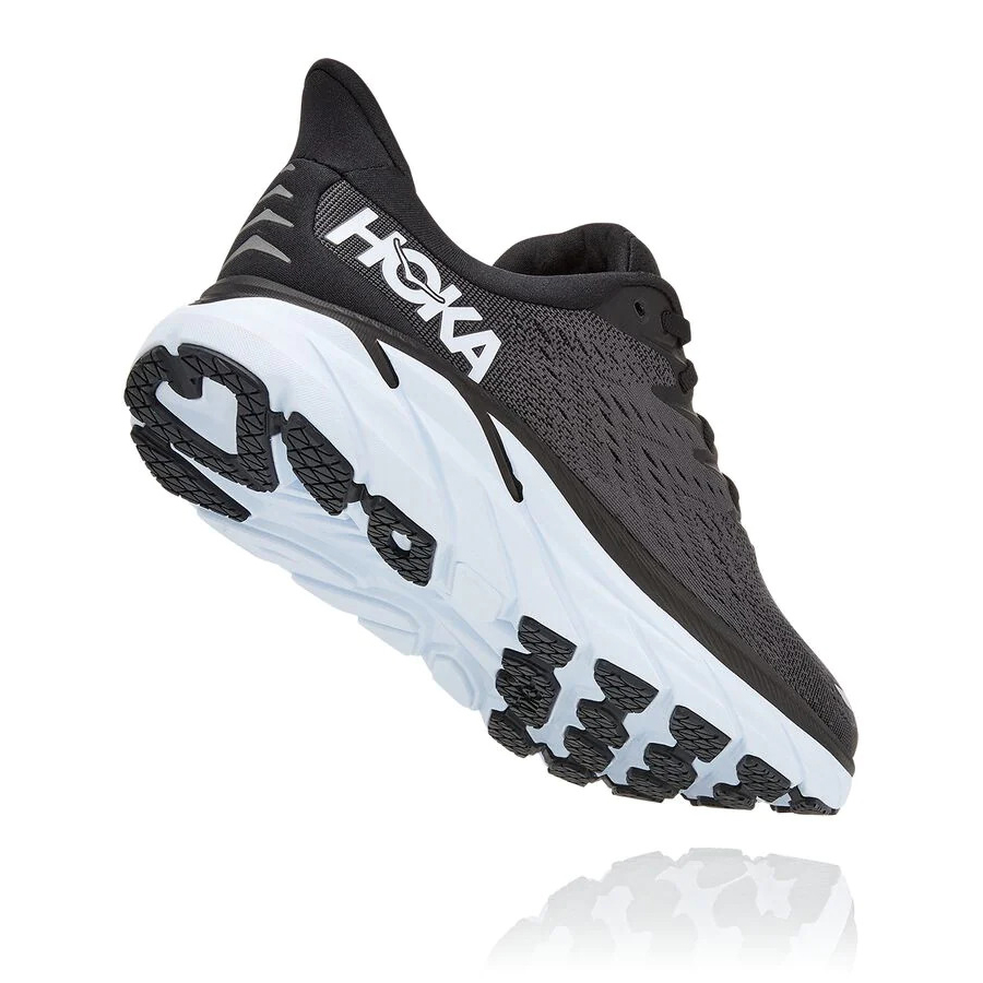 Men's Hoka Clifton 8 Road Running Shoes Black / White | ZA-65DKGRF